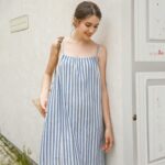 Women's Linen Off-Shoulder Midi Dress