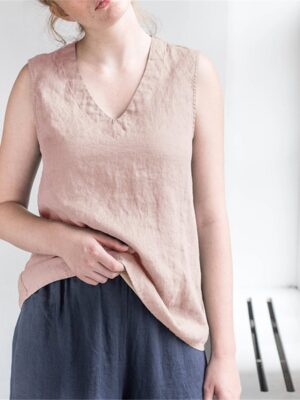 Women's Summer Linen V-Neck Sleeveless Vest