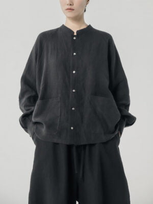 Women's Mandarin Collar Long Sleeve Shirt