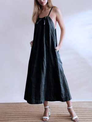 Women's Linen Halterneck Long Dress