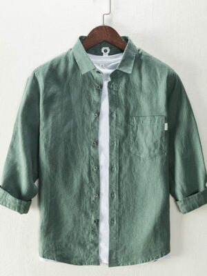 Men's Casual 3/4 Sleeve Summer Linen Shirt