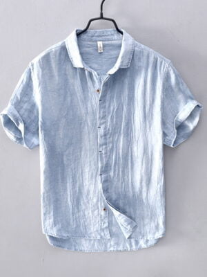 Men's Simple Solid Color Linen Shirt