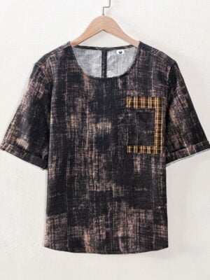 Men's Linen T-Shirt with Dip-Dye Print