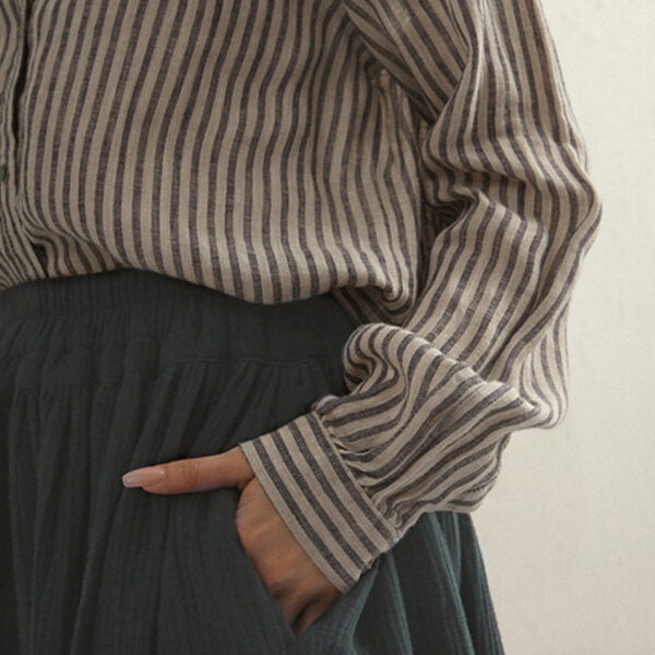 Women's Casual Striped Linen Cardigan