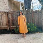 Women's Autumn Cinched Waist Linen Long Dress photo review